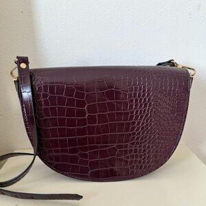 Zara Trafaluc Burgundy Oxblood Crocodile Bag
